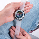Guess Poseidon Chronograph Rainbow Dial White Silicone Strap Watch For Men - GW0425G4 Authentic Buy Shop Now