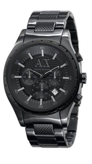 Armani Exchange Chronograph Black Dial Black Steel Strap Watch for Men - AX1058 Authentic Buy Shop Now