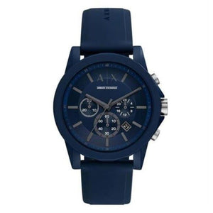 Armani Exchange Outerbanks Chronograph Blue Dial Blue Silicone Strap Watch For Men - AX7128 Authentic Buy Shop Now
