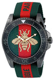 Gucci Dive Green & Red Dial Green & Red Nylon Strap Watch For Men - YA136216 Authentic Buy Shop Now