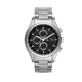 Armani Exchange The Driver Chronograph Black Dial Silver Steel Strap Watch For Men - AX1612 Authentic Buy Shop Now