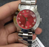 Marc Jacobs Amy Red Dial Silver Steel Strap Watch for Women - MBM3333 Authentic Buy Shop Now