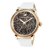 Swarovski Crystalline Hours Quartz Grey Dial Black Leather Strap Watch for Women - 5344635 Authentic Buy Shop Now