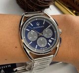 Maserati Trimarano Chronograph Blue Dial Silver Steel Strap Watch For Men - R8873632004 Authentic Buy Shop Now
