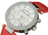 Michael Kors Parker Silver Dial Red Leather Strap Watch for Women - MK2278 Authentic Buy Shop Now