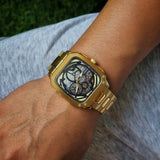 Fossil Inscription Automatic Skeleton Black Dial Gold Steel Strap Watch for Men - BQ2573 Authentic Buy Shop Now