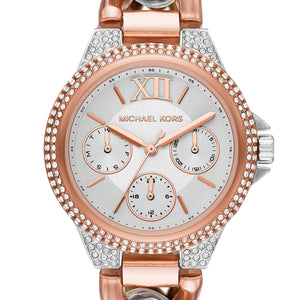 Michael Kors Camille Pavé Chronograph Silver Dial Two Tone Steel Strap Watch for Women - MK6843 Authentic Buy Shop Now