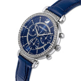Swarovski Passage Chrono Crystal Blue Dial Blue Leather Strap Watch for Women - 5580342 Authentic Buy Shop Now