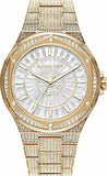 Michael Kors Lennox Three Hand Crystals White Dial Gold Steel Strap Watch For Women - MK6991 Authentic Buy Shop Now