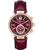 Michael Kors Sawyer Maroon Dial Maroon Leather Strap Watch for Women - MK2426 Authentic Buy Shop Now