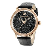 Swarovski Crystalline Hours Black Dial Black Leather Strap Watch for Women - 5295377 Authentic Buy Shop Now