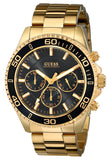 Guess Chaser Chronograph Black Dial Gold Steel Strap Watch for Men - W0170G2 Authentic Buy Shop Now