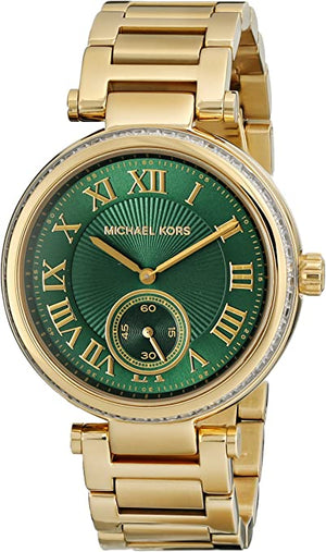 Michael Kors Skylar Green Dial Gold Steel Strap Watch for Women - MK6065 Authentic Buy Shop Now