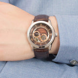 Bulova Classic Skeleton Automatic Brown Dial Brown Leather Strap Watch for Men - 96A120 Authentic Buy Shop Now