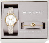 Michael Kors Pyper Quartz Silver Dial White Leather Strap Watch For Women - MK1037 Authentic Buy Shop Now
