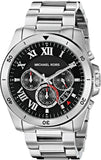 Michael Kors Brecken Chronograph Quartz Black Dial Silver Steel Strap Watch For Men - MK8438 Authentic Buy Shop Now