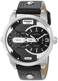 Diesel Mini Daddy Black Silver Dial Black Leather Strap Watch For Men - DZ7307 Authentic Buy Shop Now