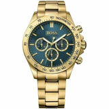 Hugo Boss Allure Chronograph Green Dial Gold Steel Strap Watch for Men - 1513923 Authentic Buy Shop Now