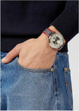 Versace V Circle Silver Dial Two Tone Leather Strap Watch for Men - VEBQ01319 Authentic Buy Shop Now