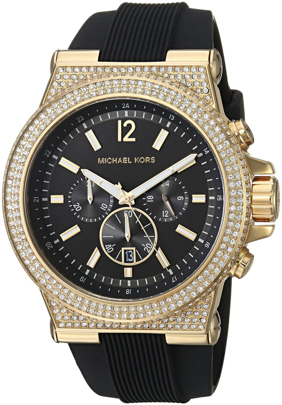 Michael Kors Dylan Chronograph Black Dial Black Rubber Strap Watch For Women - MK8556 Authentic Buy Shop Now