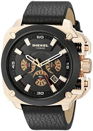 Diesel BAMF Chronograph Black Dial Black Leather Strap Watch For Men - DZ7346 Authentic Buy Shop Now