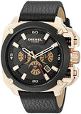Diesel BAMF Chronograph Black Dial Black Leather Strap Watch For Men - DZ7346 Authentic Buy Shop Now