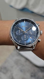 Hugo Boss Gregor Chronograph Blue Dial Silver Mesh Bracelet Watch For Men - 1514052 Authentic Buy Shop Now