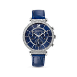 Swarovski Passage Chrono Crystal Blue Dial Blue Leather Strap Watch for Women - 5580342 Authentic Buy Shop Now