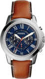 Fossil Grant Chronograph Blue Dial Brown Leather Strap Watch for Men - FS5210 Authentic Buy Shop Now