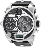Diesel Mr Daddy Chronograph White Dial Black Leather Strap Watch For Men - DZ7125 Authentic Buy Shop Now