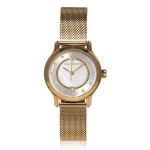 Maserati Epoca Mother of Pearl Dial Yellow Gold Mesh Strap Watch For Women - R8853118502 Authentic Buy Shop Now