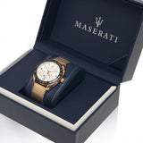 Maserati Traguardo 45mm Chronograph Rose Gold Mesh Strap White Dial Watch For Men - R8873612011 Authentic Buy Shop Now