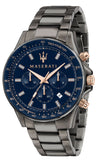 Maserati SFIDA Chronograph Blue Dial Grey Steel Strap Watch For Men - R8873640001 Authentic Buy Shop Now