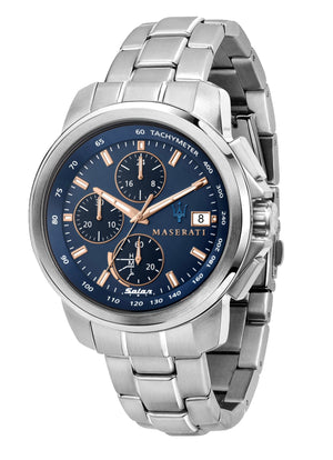 Maserati Successo 44mm Solar Blue Stainless Steel Watch For Men - R8873645004 Authentic Buy Shop Now