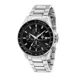 Maserati SFIDA Chronograph Black Dial Silver Steel Strap Watch For Men - R8873640015 Authentic Buy Shop Now