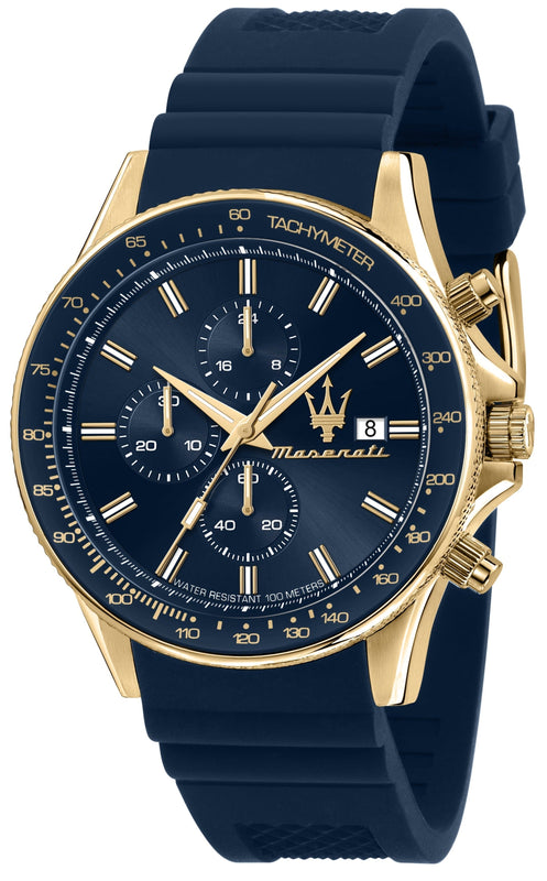 Maserati SFIDA Chronograph Blue Dial Blue Rubber Strap Watch For Men - R8871640004 Authentic Buy Shop Now