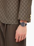 Gucci G Timeless Automatic Blue Dial Black Leather Strap Watch For Men - YA126347 Authentic Buy Shop Now