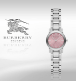 Burberry The City Diamonds Pink Dial Silver Steel Strap Watch for Women - BU9231 Authentic Buy Shop Now