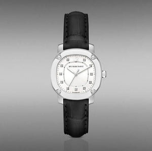 Burberry The Britain Diamonds White Dial Black Leather Strap Watch for Women - BBY1806 Authentic Buy Shop Now