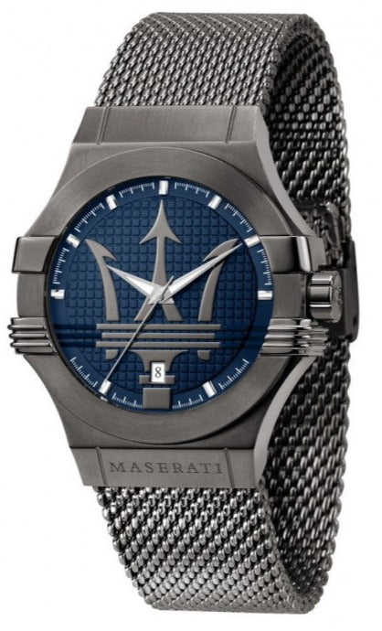 Maserati Potenza Quartz Blue Dial Grey Mesh Bracelet Watch For Men - R8853108005 Authentic Buy Shop Now