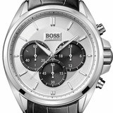 Hugo Boss Driver Chronograph Quartz Silver Dial Black Leather Strap Watch For Men - 1512880 Authentic Buy Shop Now