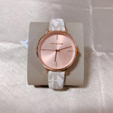 Michael Kors Jayne Three Hand Rose Gold Dial White Leather Strap Watch For Women - MK7128 Authentic Buy Shop Now