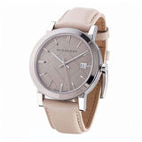 Burberry The City Silver Dial Beige Leather Strap Unisex Watch - BU9010 Authentic Buy Shop Now
