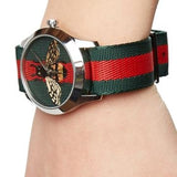 Gucci Le Marche des Merveilles Red & Green Dial Red & Green Nylon Strap Unisex Watch - YA1264060 Authentic Buy Shop Now
