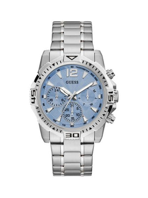 Guess Commander Chronograph Blue Dial Silver Steel Strap Watch for Men - GW0056G2 Authentic Buy Shop Now