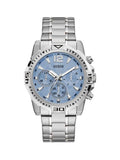 Guess Commander Chronograph Blue Dial Silver Steel Strap Watch for Men - GW0056G2 Authentic Buy Shop Now