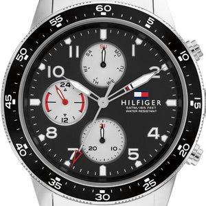 Tommy Hilfiger Jimmy Multifunction Black Dial Silver Steel Strap Watch For Men - 1791950 Authentic Buy Shop Now