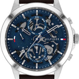 Tommy Hilfiger Henry Chronograph Blue Dial Brown Leather Strap Watch For Men -1710476 Authentic Buy Shop Now