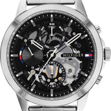 Tommy Hilfiger Henry Chronograph Black Dial Silver Steel Strap Watch For Men - 1710477 Authentic Buy Shop Now