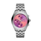 Marc Jacobs Peeker Chronograph Pink Dial Silver Steel Strap Watch for Women - MBM3372 Authentic Buy Shop Now